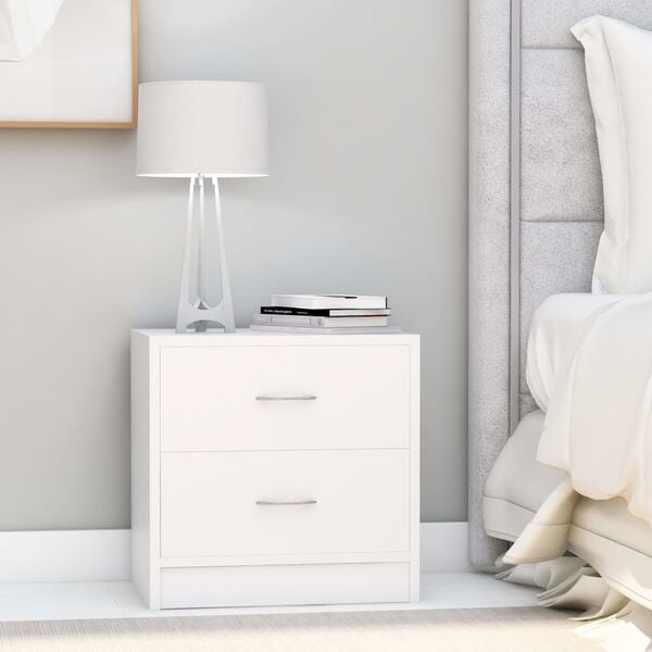 vidaXL Bedside Cabinet White Engineered Wood 15.7 x 11.8 x 15.7 in