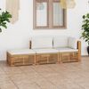 vidaXL 3 Piece Patio Lounge Set with Cream Cushion Solid Teak Wood