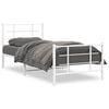 vidaXL Bed Frame White Powder-Coated Steel Twin Metal Bed Frame
