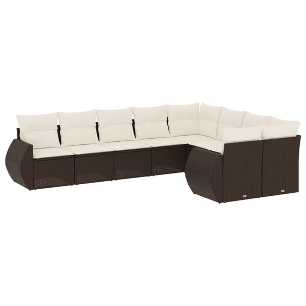 vidaXL Garden Sofa Set Brown, Cream white