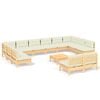 vidaXL Garden Lounge Set Cream Solid pine wood, fabric (100% polyester)