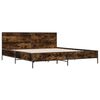 vidaXL Bed Frame Smoked Oak Engineered Wood, Metal Super King Bed Frame