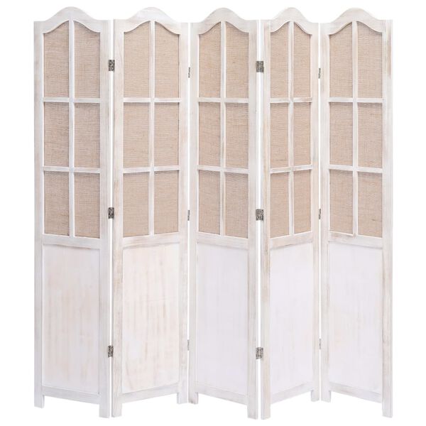 vidaXL 5-Panel Room Divider White 68.9"x65" Fabric