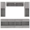 vidaXL 6 Piece TV Wall Stand Set with LED Lights Concrete Gray