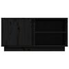 vidaXL TV Cabinet Black Solid Pine Wood Medium TV Cabinet Rectangular