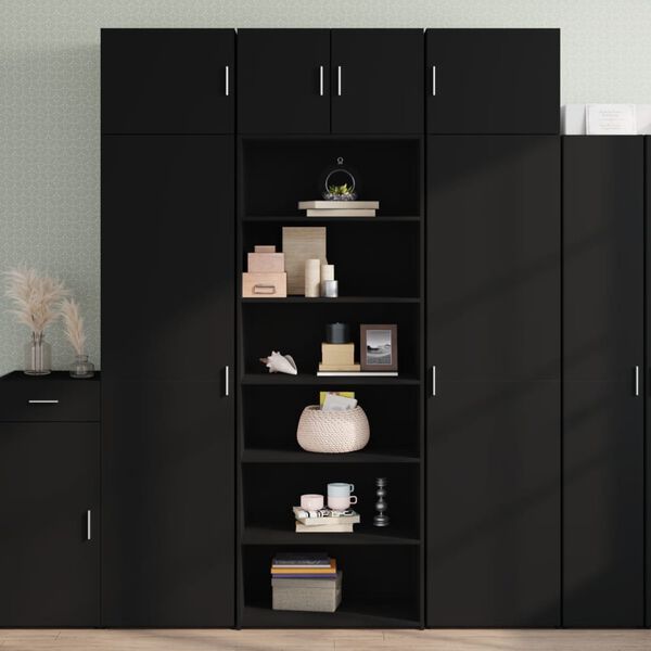 vidaXL Highboard Black Engineered wood Tall Highboard Rectangular