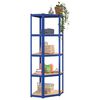 vidaXL 5-Layer Corner Shelf Blue Steel&Engineered Wood