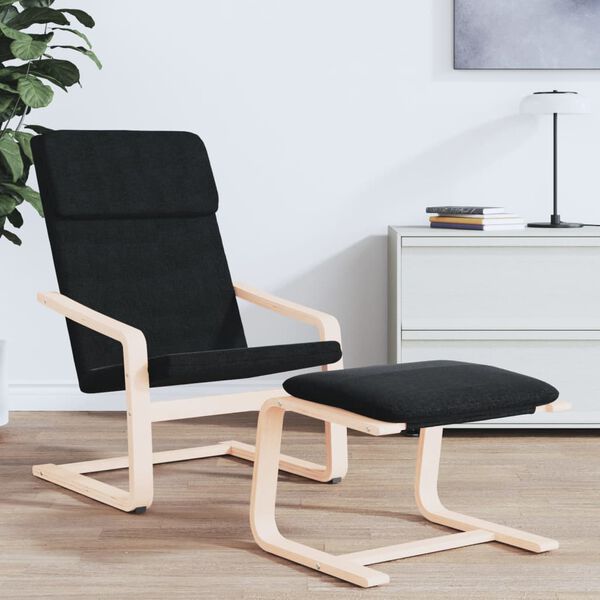 vidaXL Relaxing Chair Black 100% polyester fabric, solid birch wood, plywood