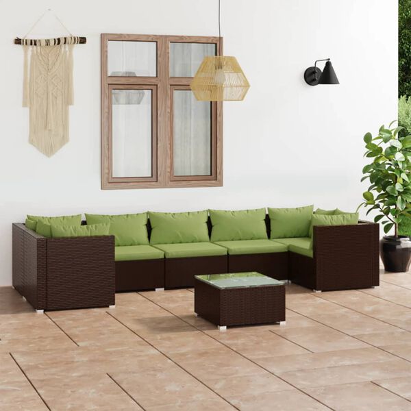 vidaXL Garden Lounge Set Brown and Green