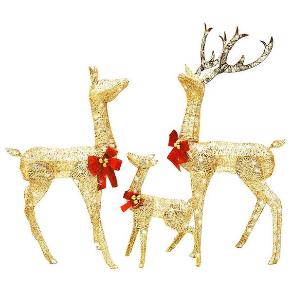 vidaXL Reindeer Family Gold Mesh, Metal Large Reindeer Family Other