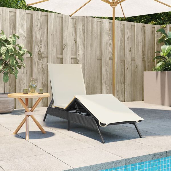 vidaXL Sun Lounger Black, Cream White