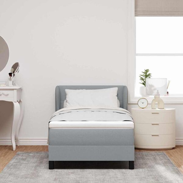 vidaXL Box Spring Bed with Mattress Light grey 31.50 x 78.74 in Fabric