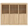 vidaXL Sideboard Set of 3 Sonoma Oak Engineered wood, glass Large