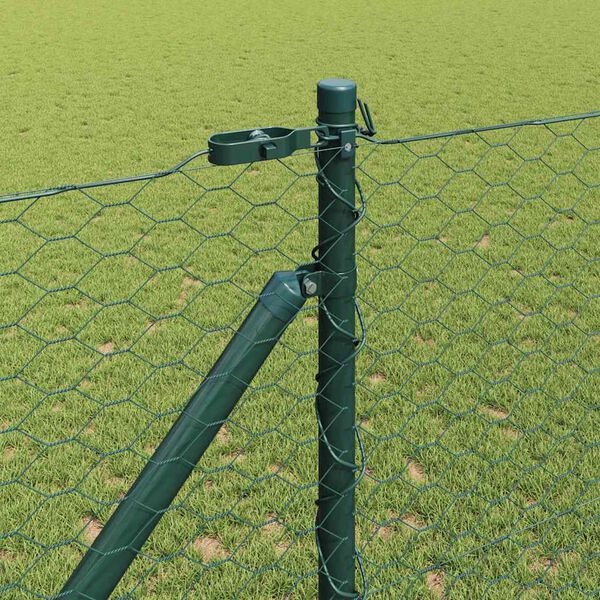 vidaXL Fence with Posts Green 1.2 x 25 m PVC-coated steel