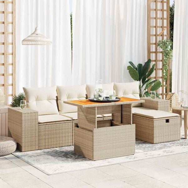 vidaXL Garden Sofa Set Beige, Light Grey