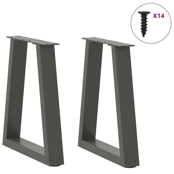 vidaXL Dining Table Leg Set of 2 Anthracite Powder-Coated Steel Medium
