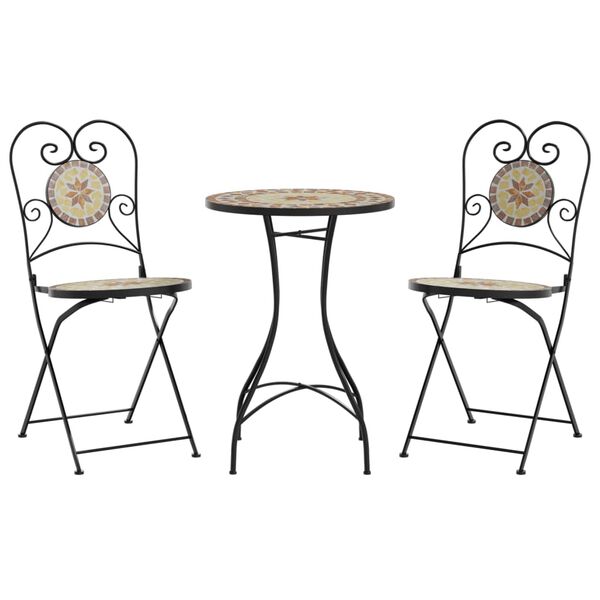 vidaXL Mosaic Bistro Set Terracotta and White