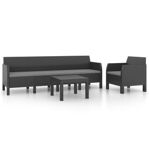 vidaXL Garden Lounge Set Anthracite Polypropylene with rattan look Large