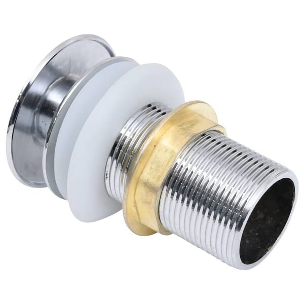 vidaXL Push Drain with Overflow Function Silver 2.5x2.5x3.6"