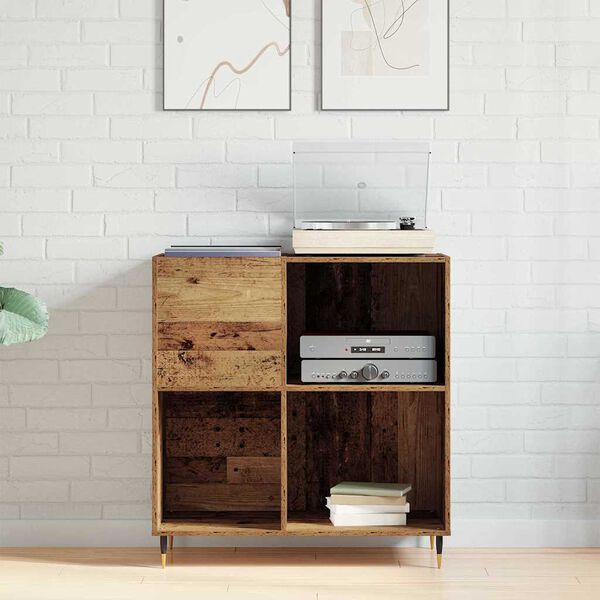 vidaXL Record Cabinet with Shelf Old wood 33.46 x 14.96 x 35.04 in