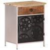 vidaXL Bedside Cabinet Rough mango wood with natural finish, silver iron
