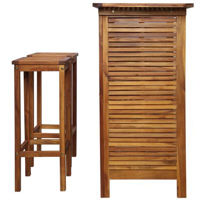 vidaXL 3 Piece Bar Table and Chair Set Solid Acacia Wood