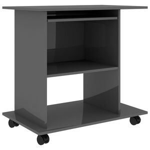 vidaXL Computer Desk High gloss grey Engineered wood Compact