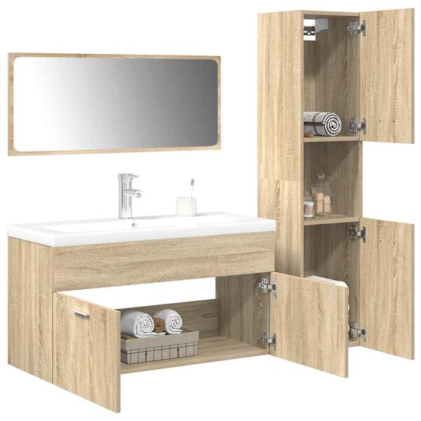 vidaXL Bathroom Furniture Set Sonoma oak, white