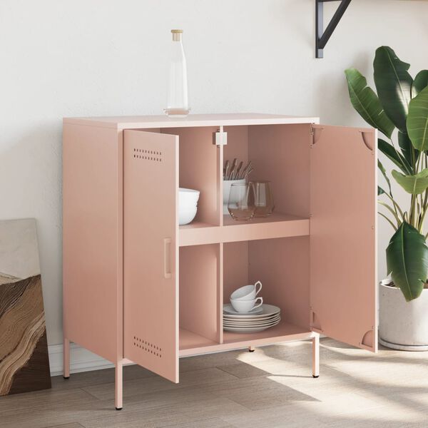 vidaXL Sideboard Pink Steel Medium Sideboard Rectangular Industrial