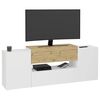 FMD TV Stand White and Artisan Oak Melamine-coated chipboard Large