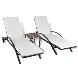 vidaXL Sun Lounger Brown PE rattan Large Height-Adjustable Sun Lounger