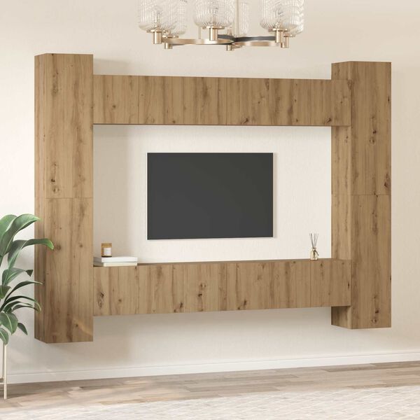 vidaXL TV Cabinet Set 10 pcs Artisan Oak 12.01 x 11.81 x 35.43 in
