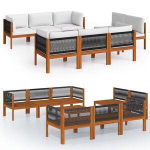 vidaXL Garden Lounge Set Cream, Brown Solid Acacia wood Large Modular