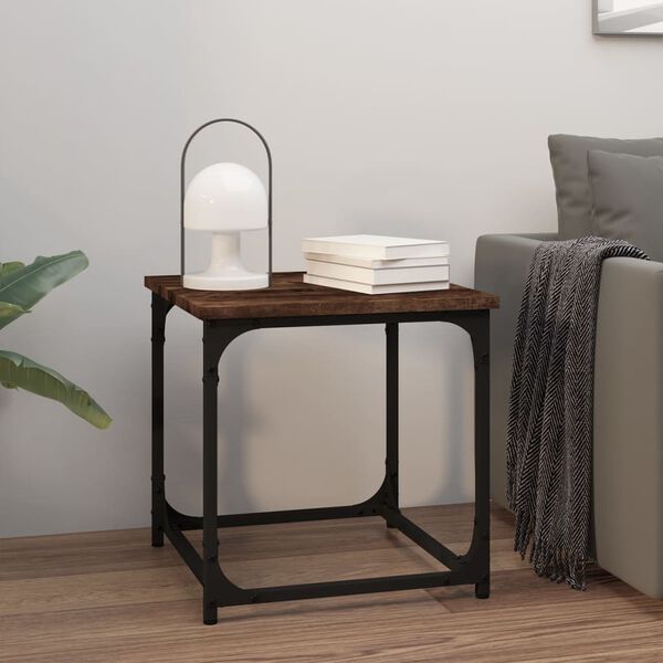 vidaXL Side Table Smoked oak Engineered wood Small Adjustable Feet