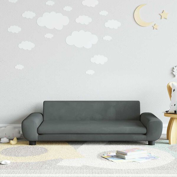 vidaXL Kids Sofa Dark Grey Velvet (100% polyester), solid pine wood, plastic