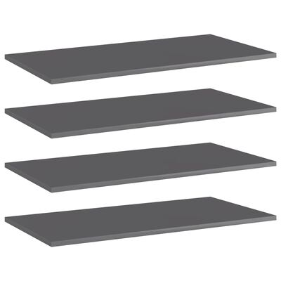 vidaXL Bookshelf Boards 4 pcs High Gloss Gray 31.5"x15.7"x0.6" Chipboard
