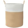 vidaXL Storage Basket Beige and white Woven cotton rope Medium