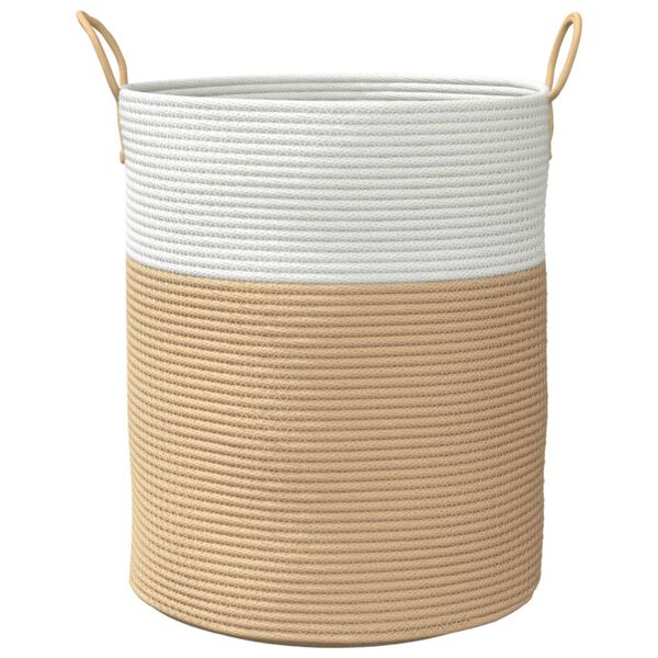 vidaXL Storage Basket Beige and white Woven cotton rope Medium