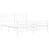 vidaXL Bed Frame White Powder-Coated Steel King Size Bed Frame