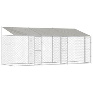 vidaXL Dog Cage Silver 600 x 200 x 256 cm Galvanised Steel