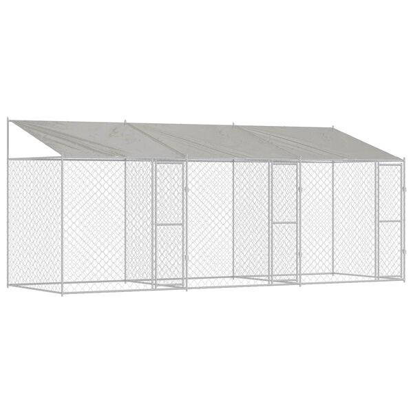vidaXL Dog Cage Silver 600 x 200 x 256 cm Galvanised Steel