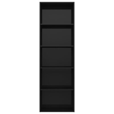 vidaXL 5-Tier Book Cabinet High Gloss Black 23.6"x11.8"x74.4" Engineered Wood