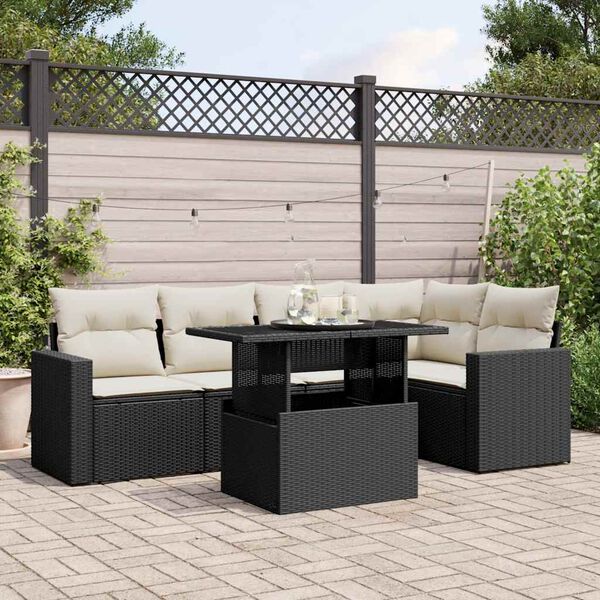 vidaXL Garden Sofa Set Black, Cream White