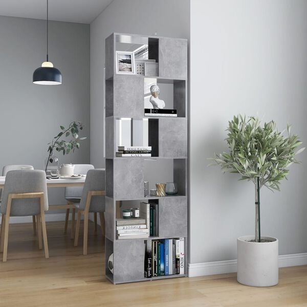 vidaXL Book Cabinet Room Divider Concrete Grey Engineered wood Standard