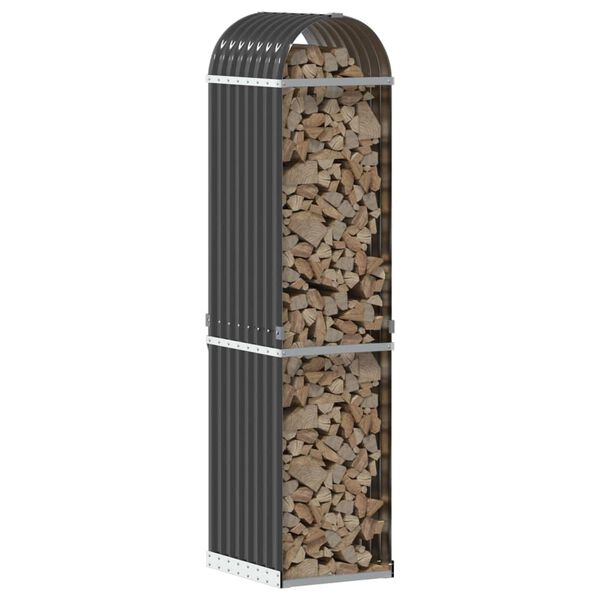 vidaXL Log Holder Anthracite 15.7x17.7x66.9" Galvanised Steel