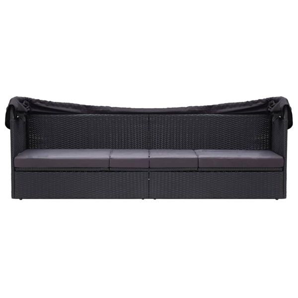 vidaXL Sun Lounger Black PE rattan Outdoor Sofa Rectangular