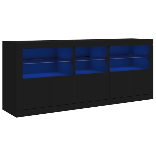 vidaXL Sideboard Black Engineered wood, Glass Large Sideboard