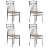 vidaXL Dining Chair Set of 4 Brown and black MDF and Steel Standard
