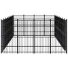 vidaXL Dog Kennel Black Powder-Coated Steel Large Durable Dog Kennel