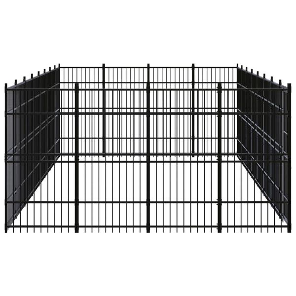 vidaXL Dog Kennel Black Powder-Coated Steel Large Durable Dog Kennel